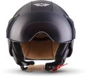 Moto H44 - Leather black - Casco Cuero Moto Demi-Jet con Visera Vespa Scooter Piloto Jet negro - M (57-58cm) Reacondicionado on Sale