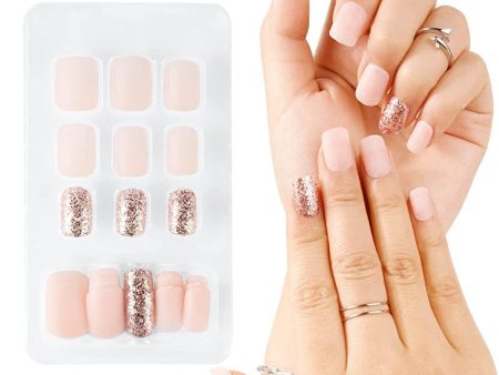 30Pcs Uñas Postizas Cortas Cuadradas Rosa Purpurina con Pegamento de Papel 10 Tamaños Press on Nails Bailarina Uñas Franceses (rosa) Embalaje Deteriorado For Sale