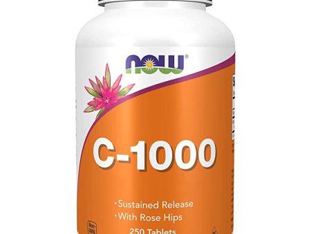 Now Foods, C-1000, 1.000mg, 250 Comprimidos veganos, Probado en Laboratorio, Vitamina C, Rosa Mosqueta, Sin Gluten, Sin Soja, Vegetariano Embalaje Deteriorado Supply