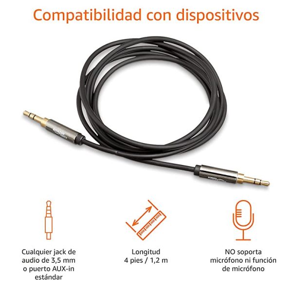 Cable de Audio Estéreo Amazon Basics - Conector Macho 3.5mm a Conector Macho 3.5mm - 1.2m de Largo Reacondicionado For Cheap